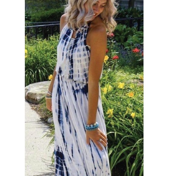 Polo By Ralph Lauren Dresses Polo Ralph Lauren Blue White Tie Dye Dress M Poshmark